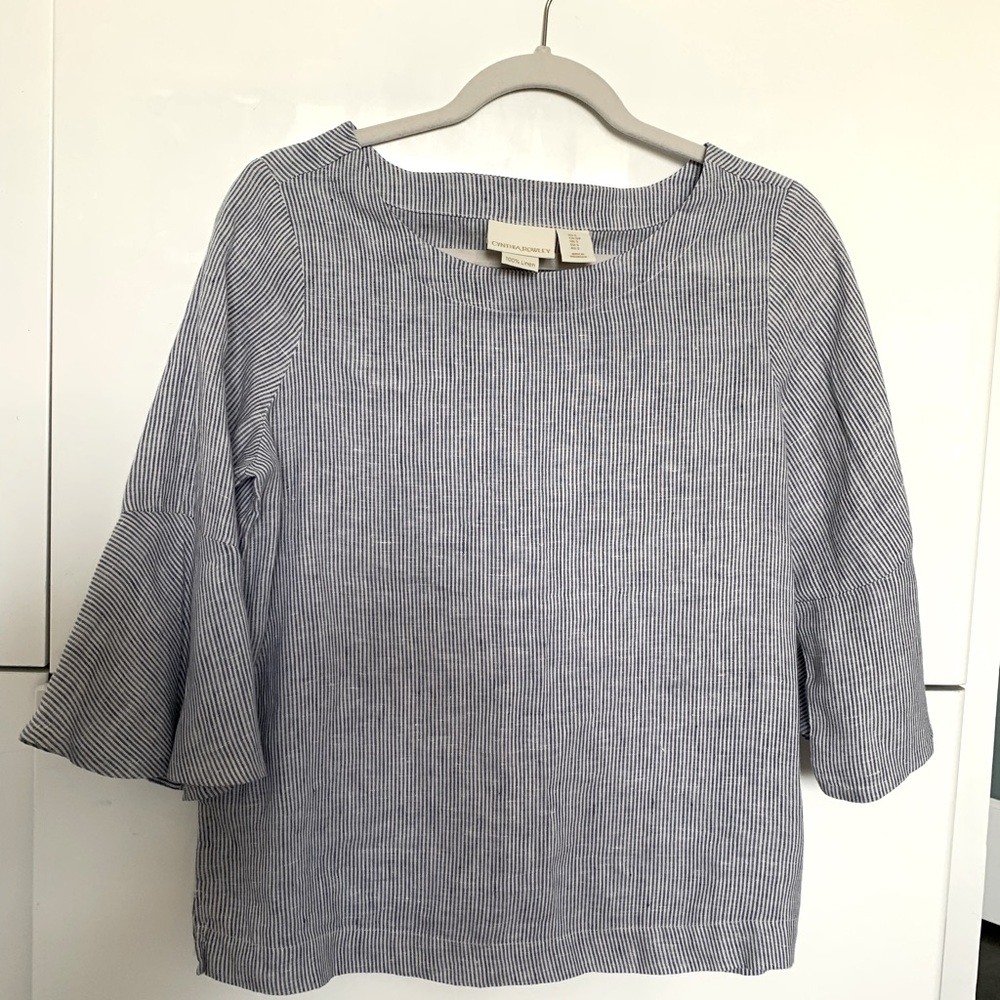 Cynthia Rowley linen bell sleeve blouse